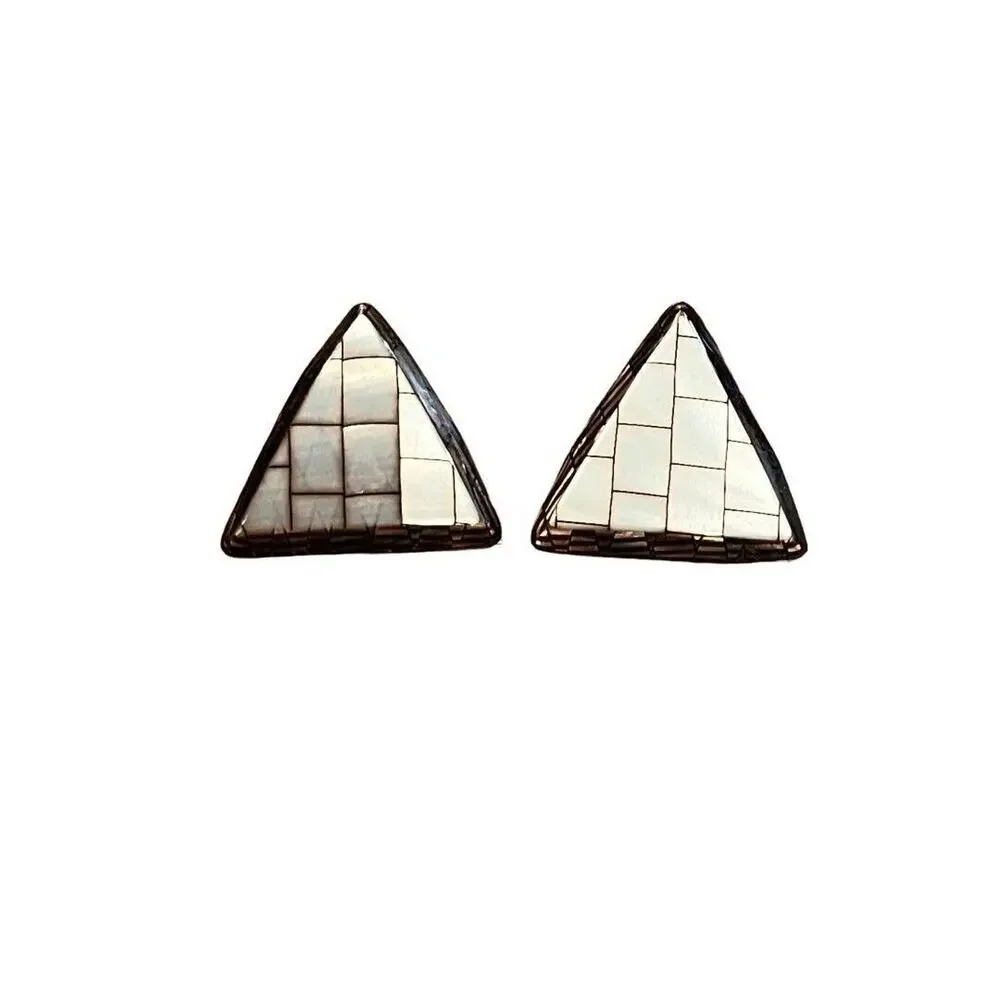Acrylic Geometric Triangle Earrings Vintage 80's